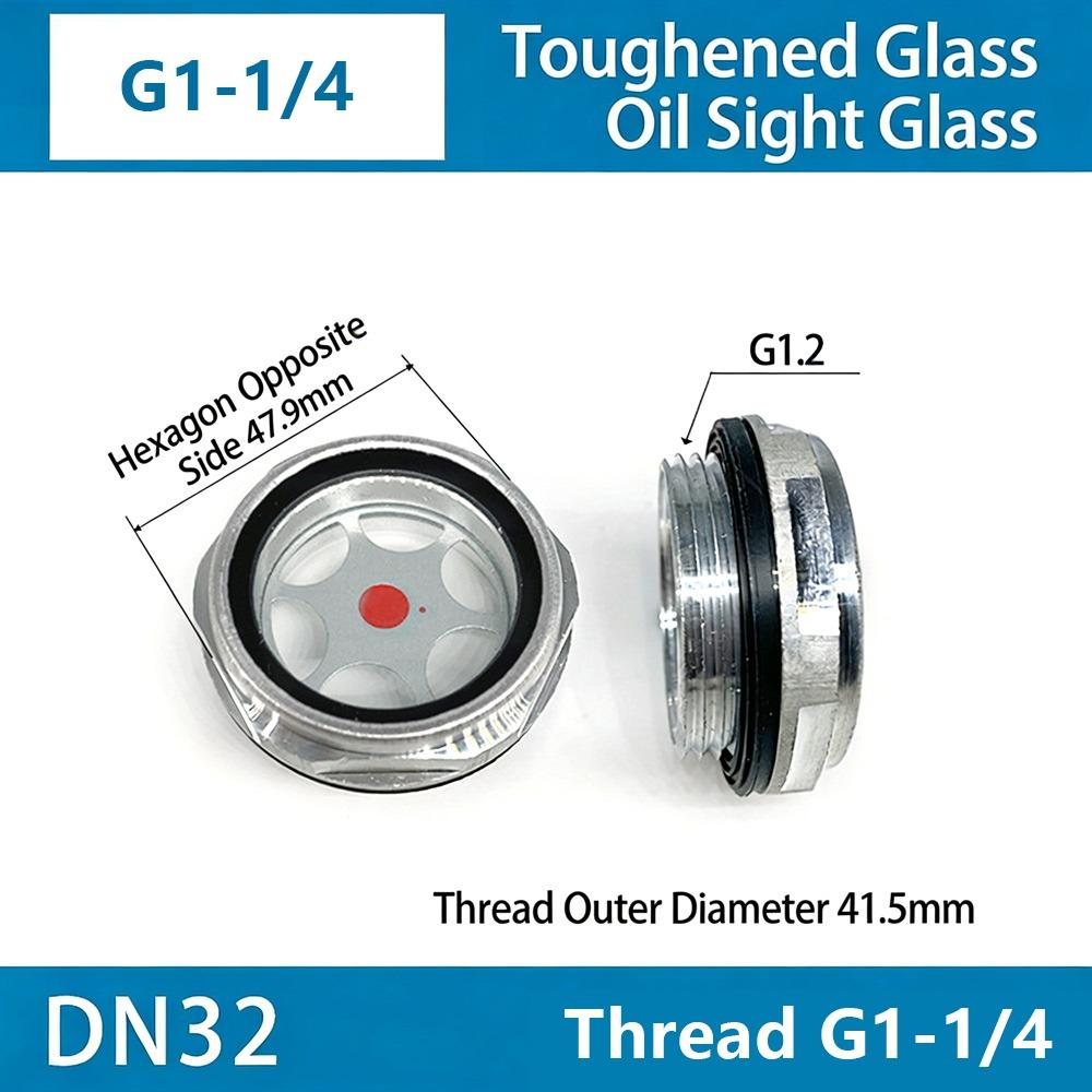 1Pcs G1/4 G3/8 G1/2 G3/4 Oil Sight Window Male Thread G1 G1-1/4 G1-1/2 BSP NPT Oil Level Sight Glass Tempered Glass Aluminum
