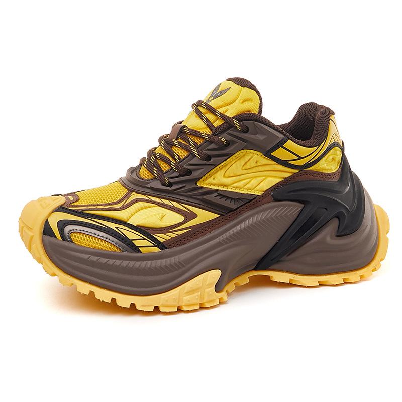 

Модные универсальные, те же кроссовки второго поколения «гремучая змея», женские новые летние дышащие туфли на платформе с увеличением роста, тренд 44 жёлтый