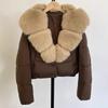 Women's Short Winter Faux Fur Collar Duck Down Jacket