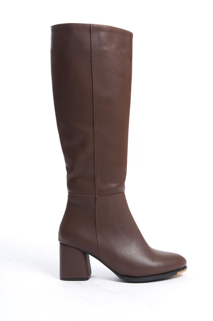 Women Modern Stylish Fashion Boots Boots Faux Leather Oval Toe Side Zipper High Heel Boots