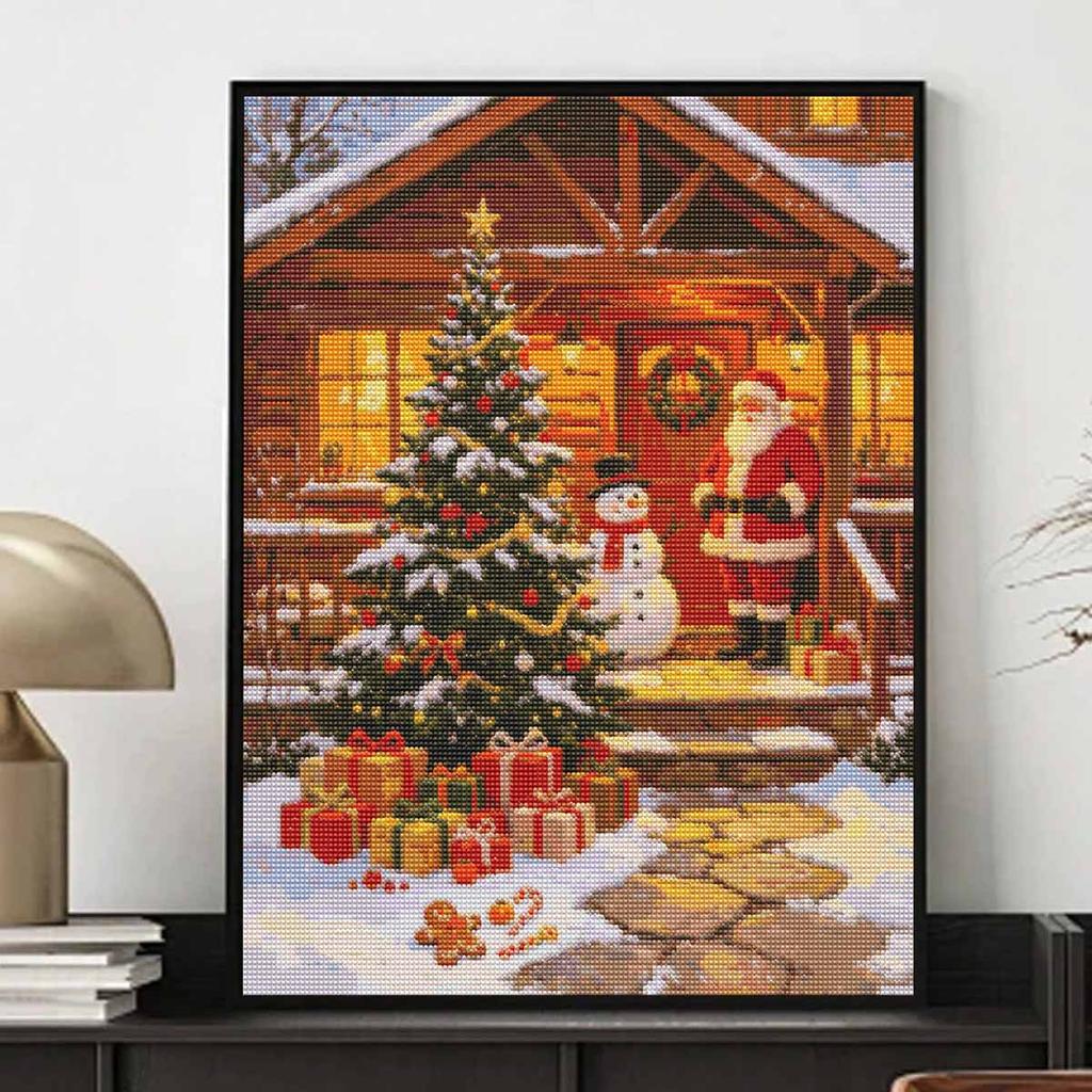 Christmas Diamond Painting Kit Santa Claus Snowman Christmas Tree House Handmade Home Entertainment Decorative Painting