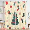 2Pcs,2D Plane Printing Contemporary Curtains Christmas Tree Snowman Winter Gift (2) Polyester Easy Install (Without Rod)