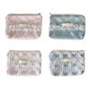 Elegant Floral Lace Trimmed Wallet Small Storage Bag Polyester Stylish Lightweight Carryall For Coin Accessories