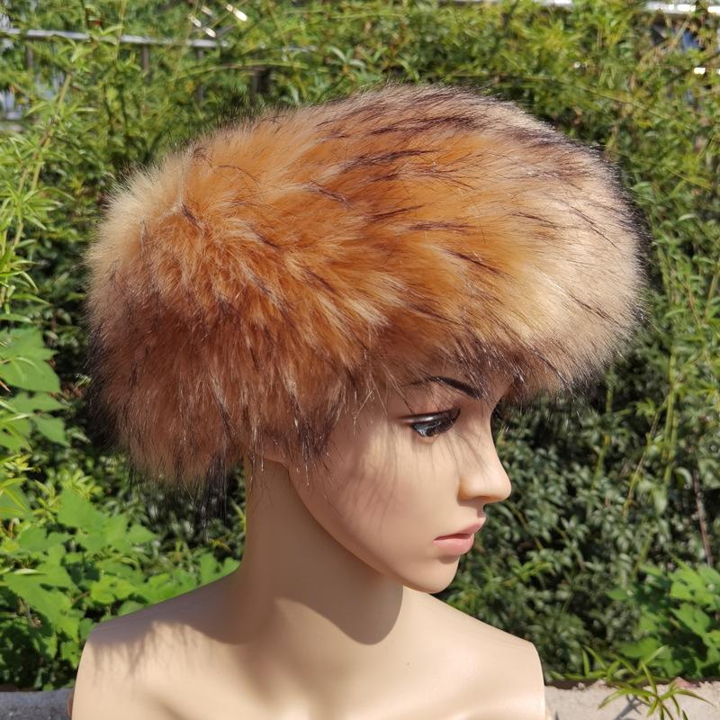 Unisex Thick Fur Dome Cap Retro Warm Flat Top Hat Outdoor Winter Accessories