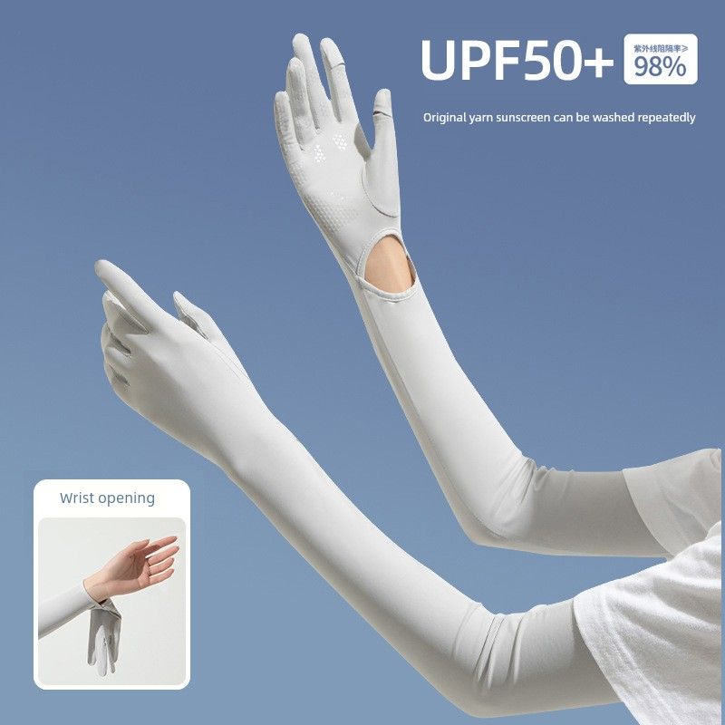 

Солнцезащитный нарукавник Мужской Летний Тонкий Защита от УФ-лучей Рукав для улицы Ледяной шелк Женский Для вождения Нескользящая защита для рук Перчатки Солнцезащита SKU_1_light gray All yards