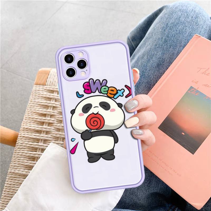 Cute Panda Phone Case for iPhone X XR XS 7 8 Plus 11 12 13 Pro MAX 13mini Translucent Matte Case