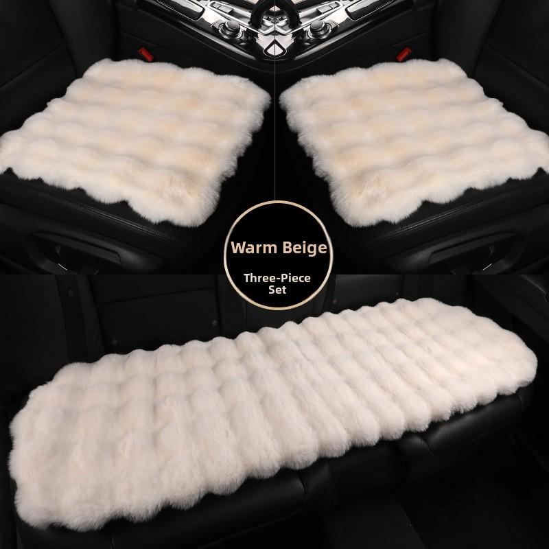 Heated Car Cushion Winter Warm Comfortable Bubble Velvet Simulation Rabbit Fur Car Pad 5 Seats Non-Backrest