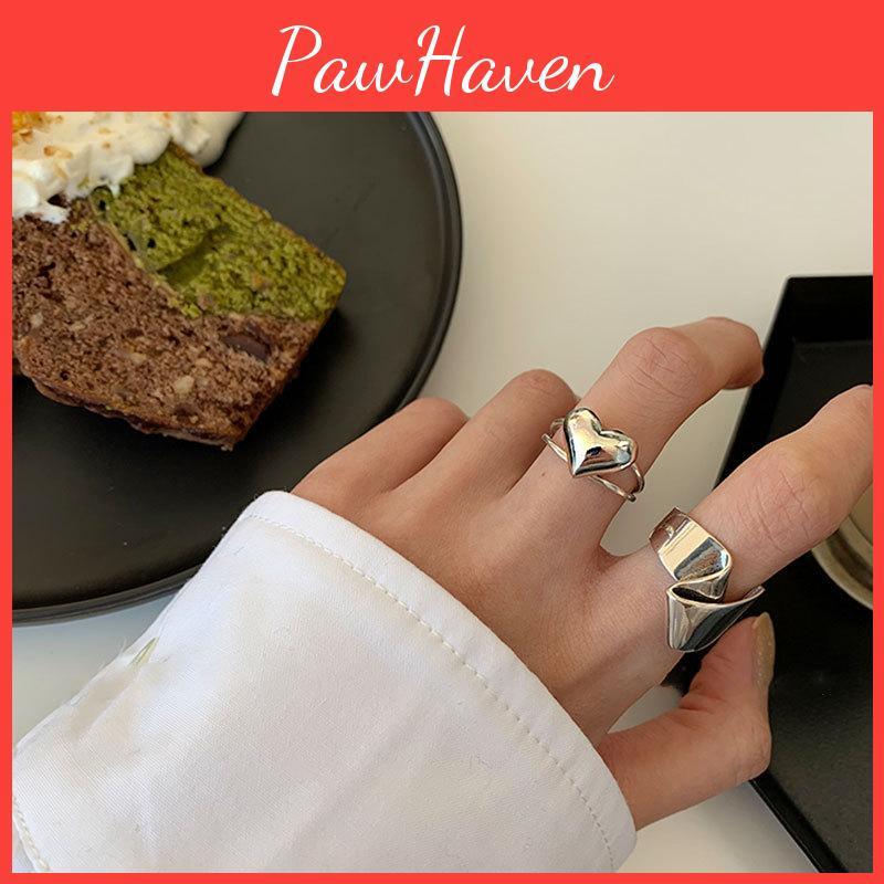 Eyecatching Pure 925 Silver Artistic Heart Ring With Modern Folded Design