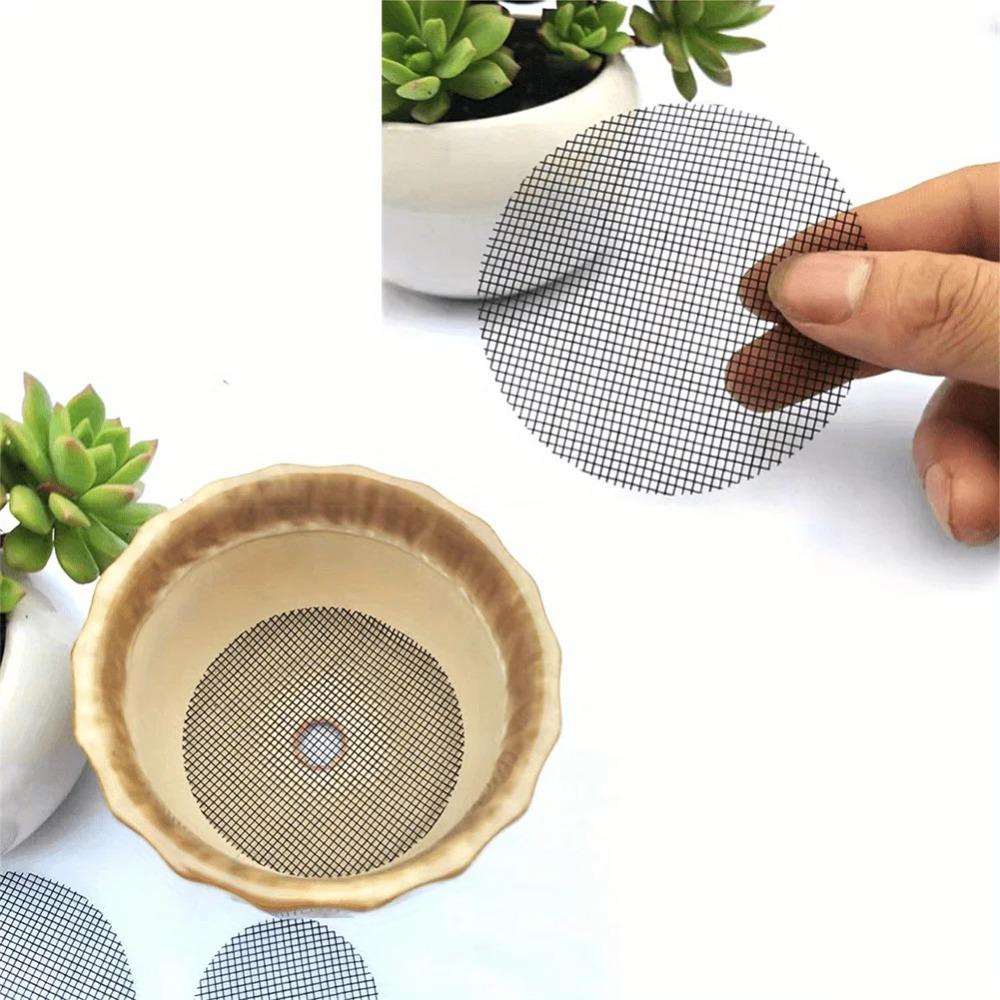 50pcs Round Mesh Drainage Screens for Flower Pots, Prevent Soil Loss, Ideal for Bonsai Gardening, Gasket, Plant Drainage Screens