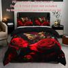3pcs Bedding Set Black Red Rose Butterfly Print Cozy Duvet Cover King Queen Twin Single Size Birthday Gift Adult Bedroom Decor