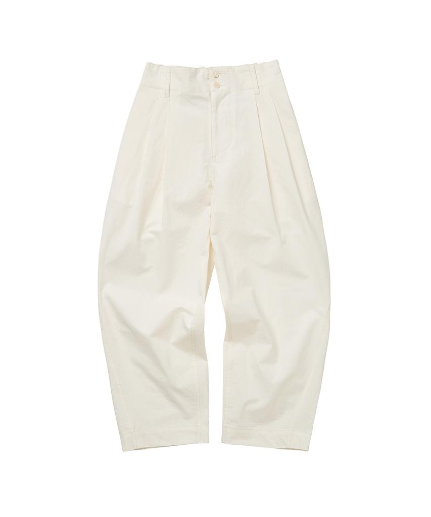 COTTON BELL Two-Button Wide Slim Pants - Ivory