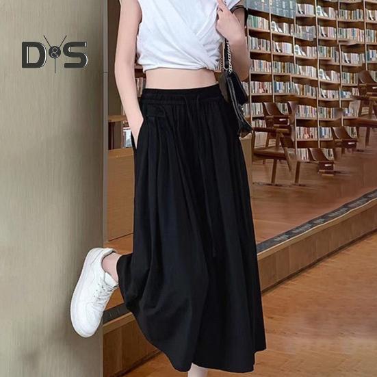 Pantaloni tăiați pentru femei, de culoare uni, cu talie elastică, pantaloni ocazionali, cu buzunare, pantaloni largi, îmbrăcăminte zilnică