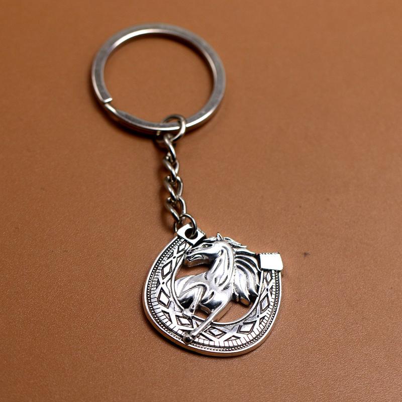 Keychain Holder Souvenirs Gift Vintage Antique Gold Silver Color Horse Pendant Accessories Gift Jewelry