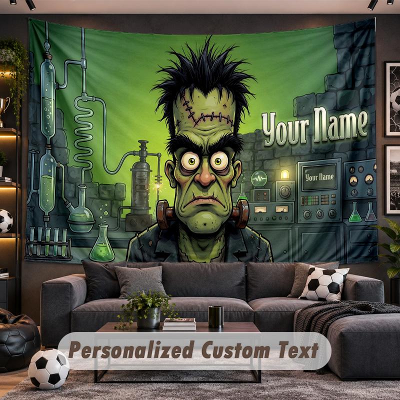 Frankenstein's Monster Personalized Tapestry Support Custom Name, Wall Art Home Decoration