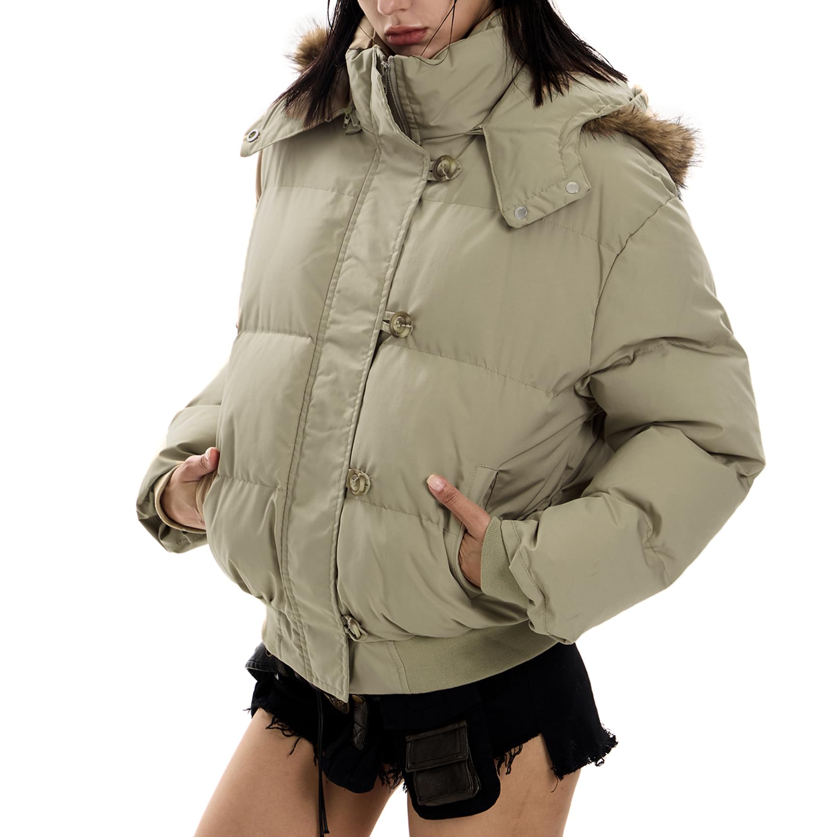 

inotenka Down Short Padded Jacket with Brand Winter Down Cold Korean Perfect for Commuting and School Women s Jacket, Length, Hood, Name, Jacket,