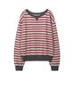 Lense Striped Off-Shoulder Sweatshirt Red