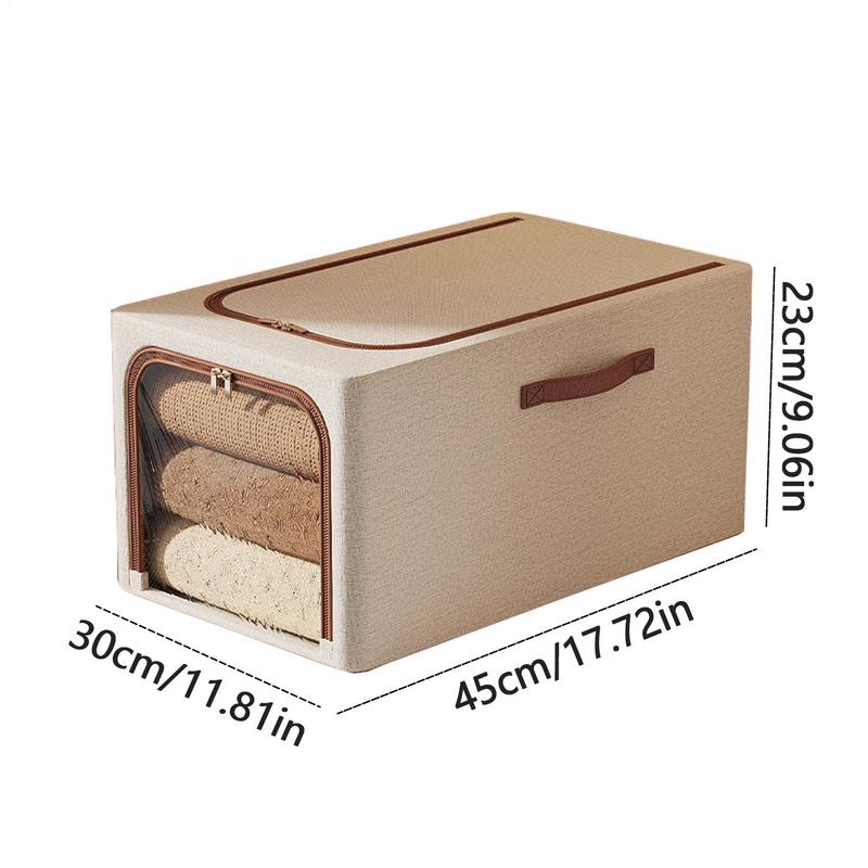 Clothes Storage Boxes Foldable Storage Box Clear Window Double Zipper Waterproof Fabric Bin For Dorm Laundry