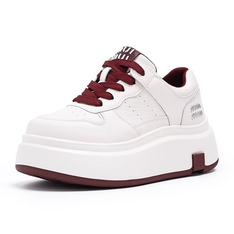 Platform white shoes women's shoes 2025 autumn new versatile sports and leisure shoes heightened lace-up lightweight soft baseplate shoes
