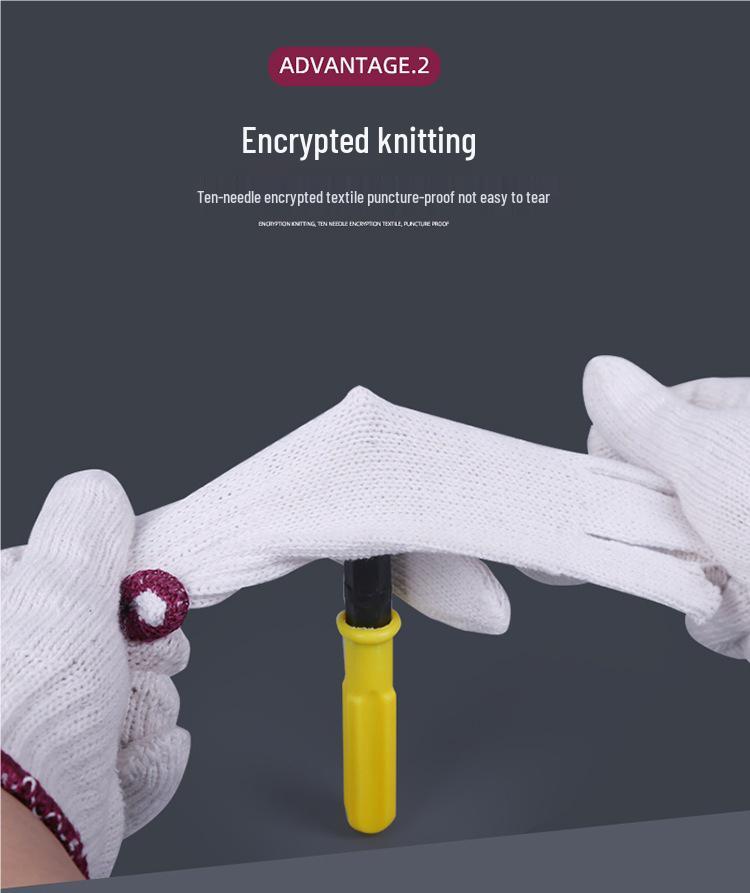 700g Durable White Cotton Work Gloves, Wear-Resistant & Thickened for Construction & Repairmen
