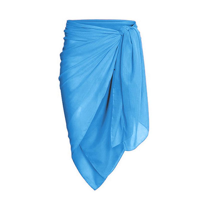 

Европейский и американский стиль отпуска Газовая юбка-завязка для пляжа - Однотонная 22057762 One Size небесно-голубой