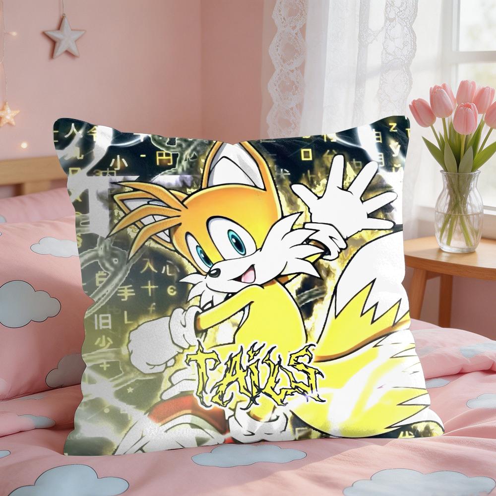 SSonic Anime Cool Cushion Cover Square Short Plush Pillow Case Living Room Sofa Home Decor Funda X