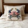 Ornate Crab Throw Pillow Cover 2D Embroidery Effect Coastal Print Decorative Cushion Cover For Nautical Beach Home Decor