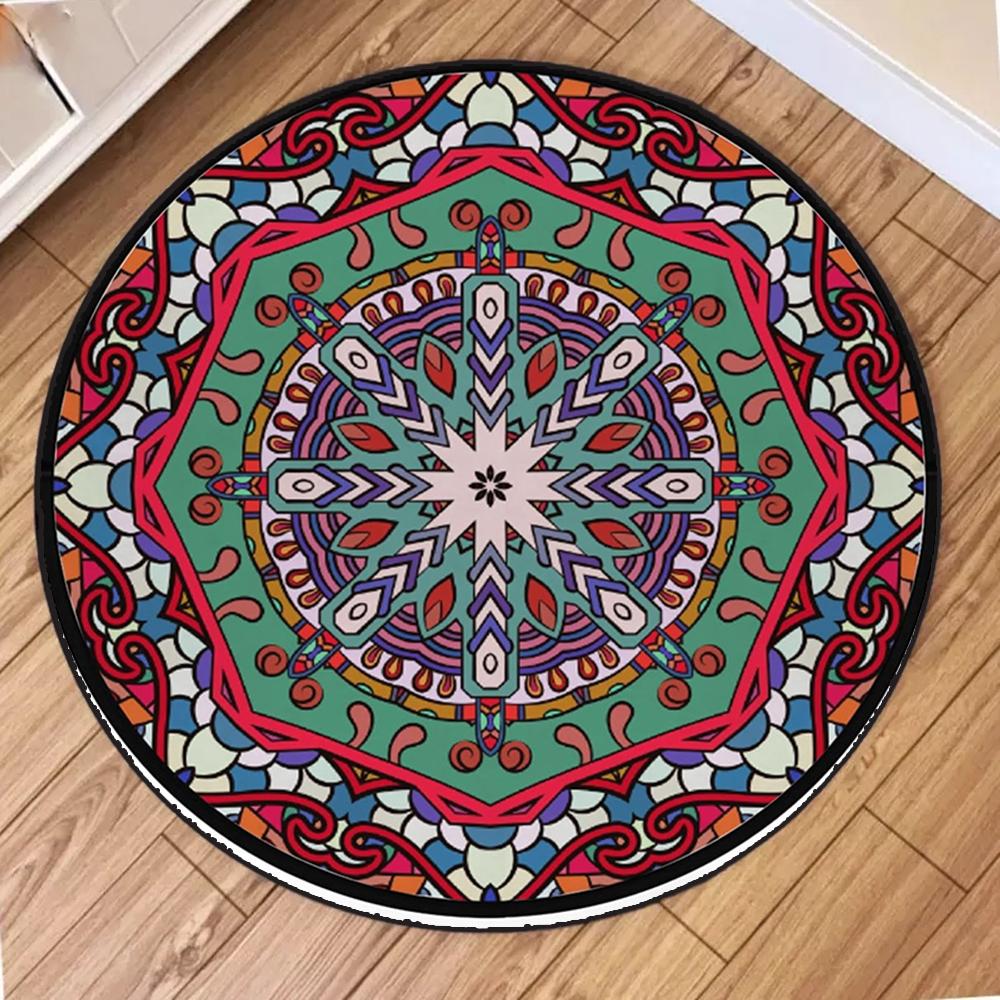 Bohemia Printing Round Carpet Circle Floor Washable Mat for Living Room Bedroom Bathroom Children Crawling Rugs Home Decoration