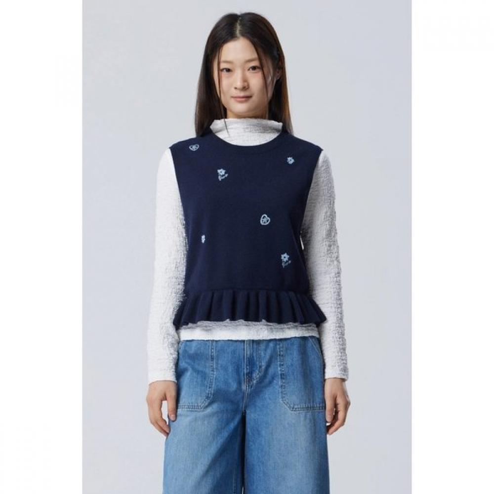 Benetton Frill Hem Knit Vest Bakv05611 NY (navy)/OS