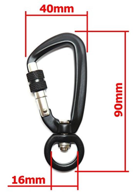 FregocS Carabiner with Screw Convenient Set of 500kgf Black CAAL04sw Swivel, Lock, 2, (5KN), Duralumin, (For Climbing, Mountaineering, Outdoors,