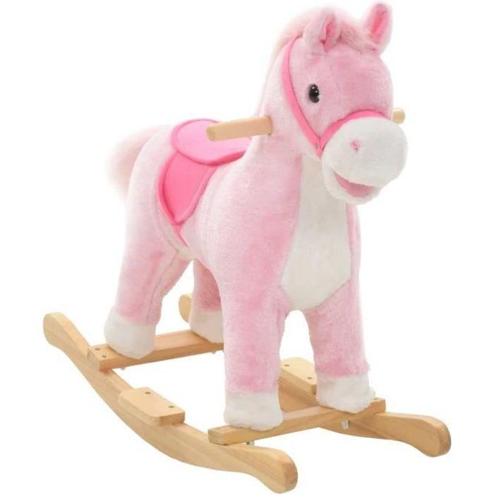 VidaXL Cheval à bascule Peluche 65 x 32 x 58 cm Rose