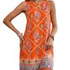 2026 new resort style print crew neck fringed hem women's dress