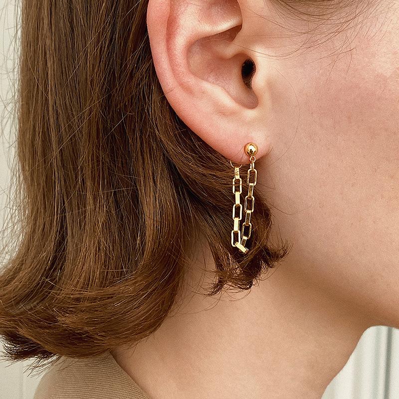 Stainless Steel earrings Trend Geometric vintage circular fashion tassel chain Earrings for women friends