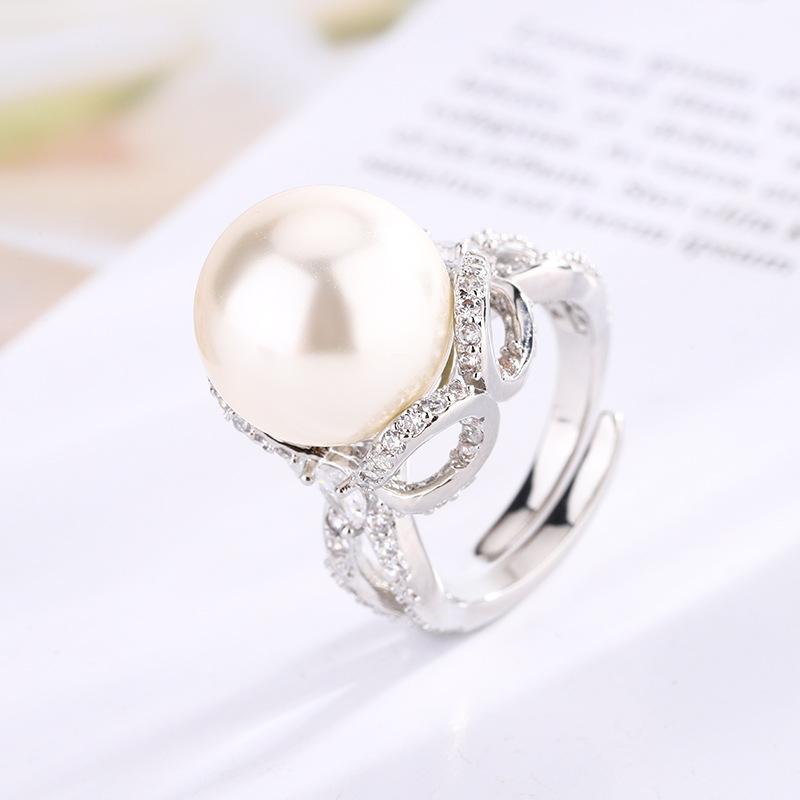 Jewelry Copper Bottom Gold-Plated Black Gold Personalized Bow Diamond Ring 14Mm