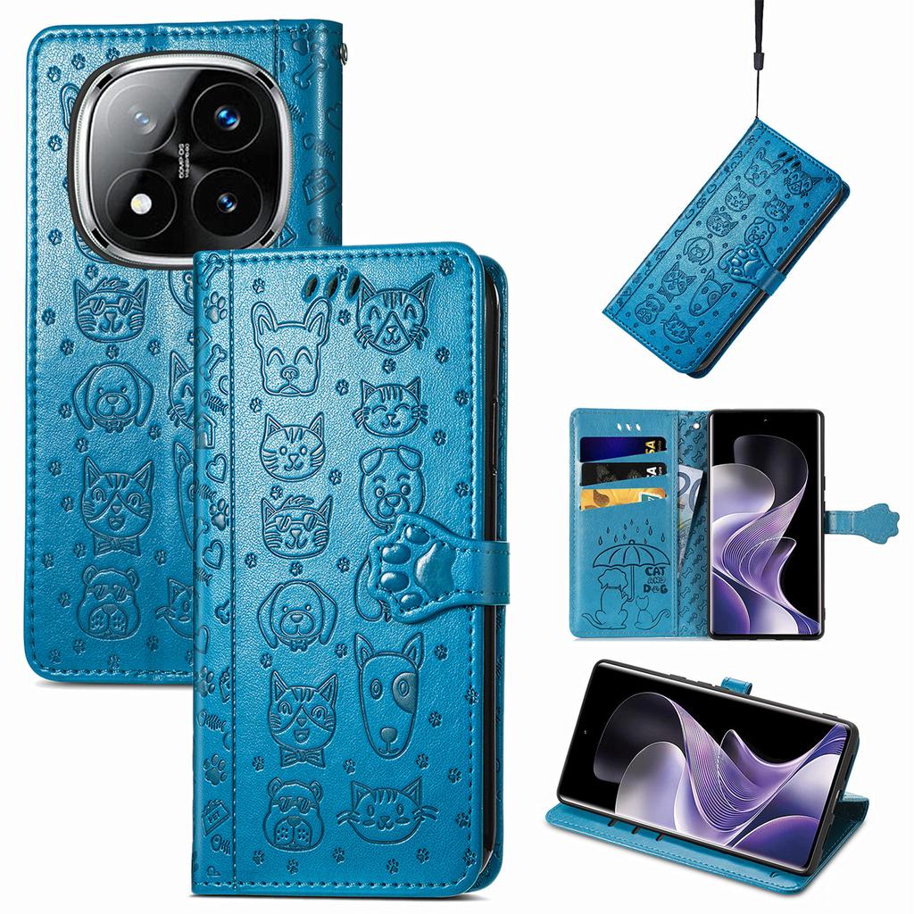 For Xiaomi Redmi Note 14 Pro 5G/Poco X7 5G Case Leather Wallet Flip Phone Cover Cute Cat Dog Pattern