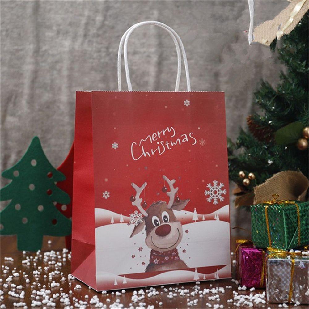 Decor Cake Package Candy Wrapping Bag Christmas Gift Bags Elk Santa Claus Kraft Paper Gift Box