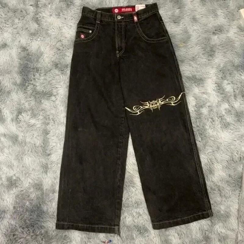 Hohe Taille Weites Bein Jeans Herren Streetwear Hip Hop Vintage Lockere Passform Gerader Schnitt Herbst