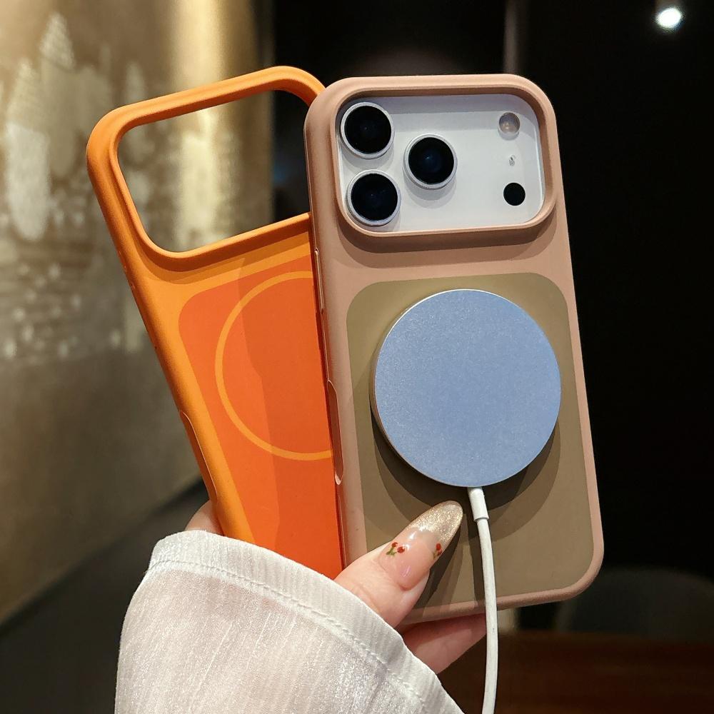 Liquid Silicone Smart Touch Button For Magsafe Case For iPhone 13 14 15 Plus 16 17 Pro Max Air Fluorescent Contrast Color Cover