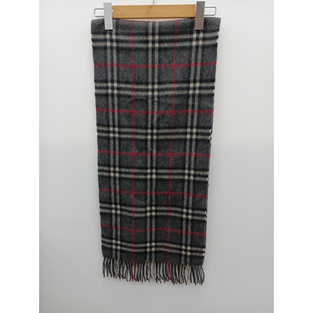 Used BURBERRY 100% Cashmere Scarf Nova Check GRY