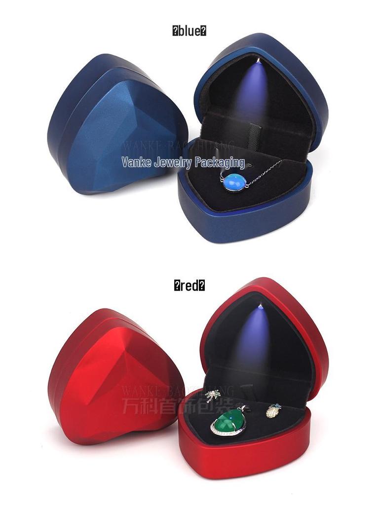Elegant Heart-Shaped Jewelry Box with LED Light for Ring or Necklace.