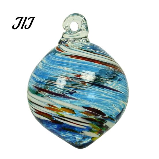 Artistic Indoor Outdoor Decor Hand Blown Glass Ball Ornament, Colorful Christmas Hanging Decoration Reflective Baubles for Tree, Window, Patio,