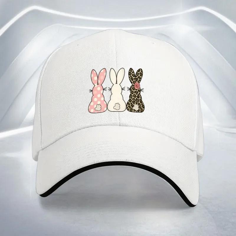 Cute Bunny Print Baseball Cap Polyester Adjustable Casual Hat For Adult Unisex Outdoor Sports