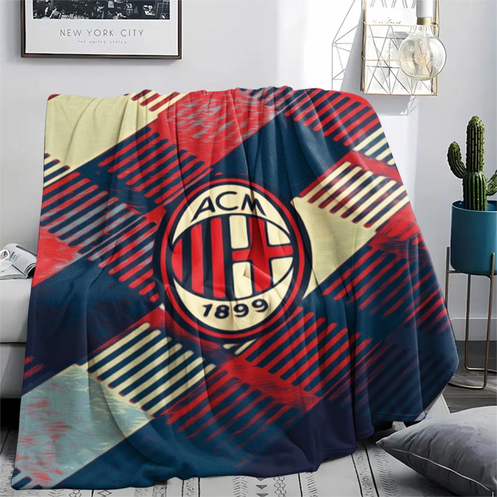 1pc AC Milan Print Flannel Blanket, High quality Comfortable for All Seasons, Home Decor, Warmth and Comfort, Perfect for Christmas Gifts05