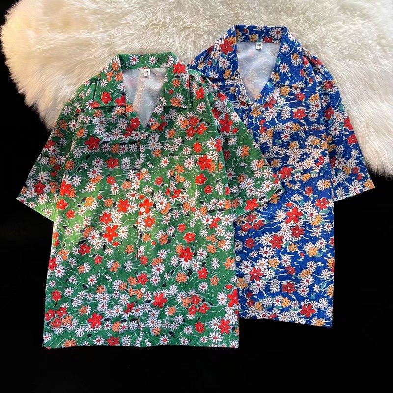 

Летняя веселая мультяшная рубашка с короткими рукавами с принтом для мужчин и женщин свободная повседневная топ в гонконгском стиле гавайские мужчины тонкие