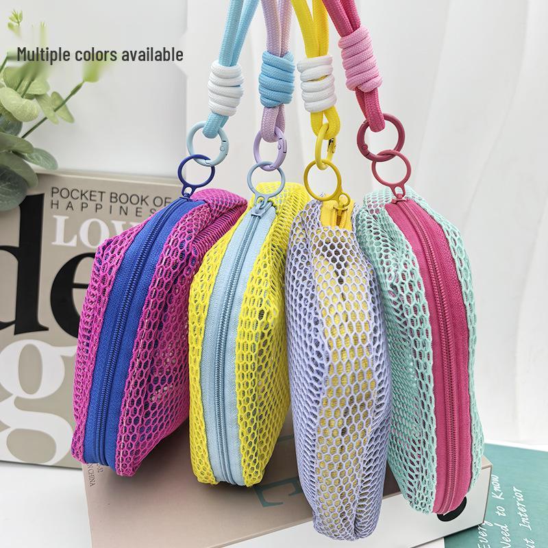 Dopamine Grid Tofu Lipstick Pouch: Large Capacity Travel Makeup Bag