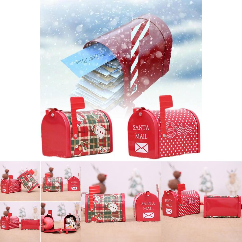 Festive Christmas Iron Mailbox Gift Box Charming Tin With Cartoon Checkered Style For Children