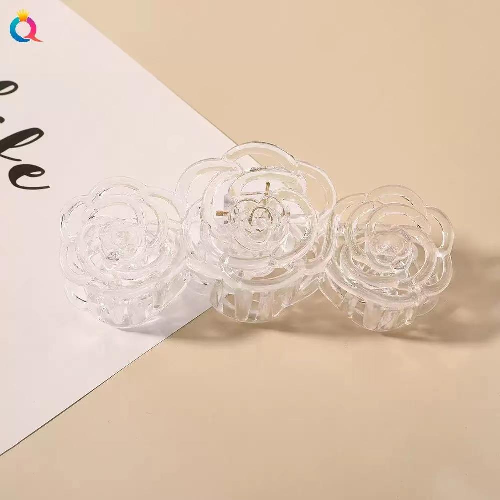 10.5cm Grinding Camellia Rose Flower Large Hair Claw Clip Ins Plate Acrylic Hair Shark Clip for Female Hair Accessories