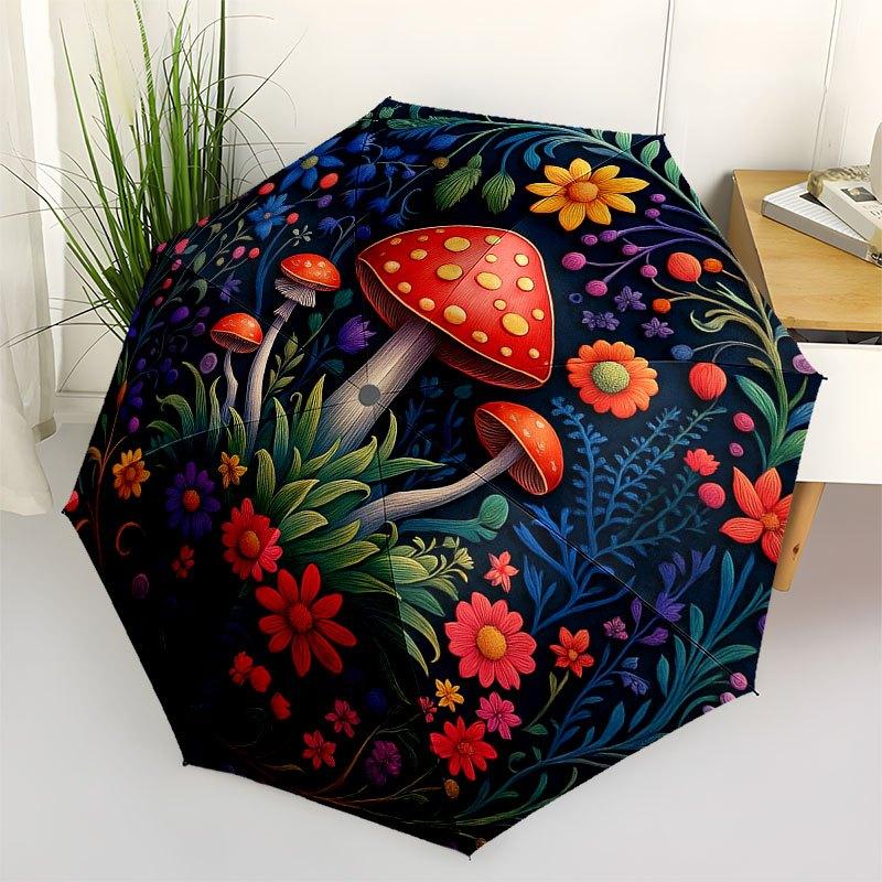 

Enchanted Garden: A Whimsical Floral & Mushroom Art PrintUmbrella with Cute Design, Portable 3-Fold Compact Umbrella for Men & Women, Valentine s Day