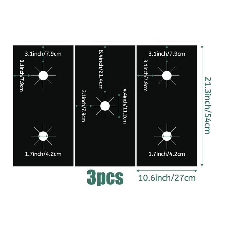 Five-hole Teflon Gas Stove Oil-proof Cleaning Mats - 3-piece Set