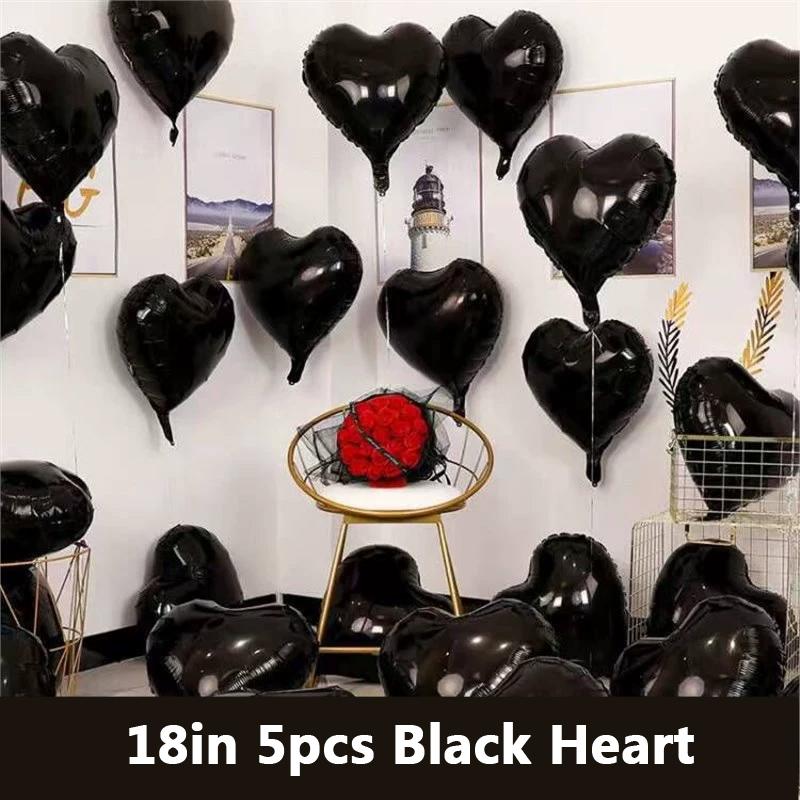 18-Inch Red Love Heart Star Foil Balloons Inflatable Helium Party Decor for Weddings Birthdays Celebrations 5 or 10 Pcs Set