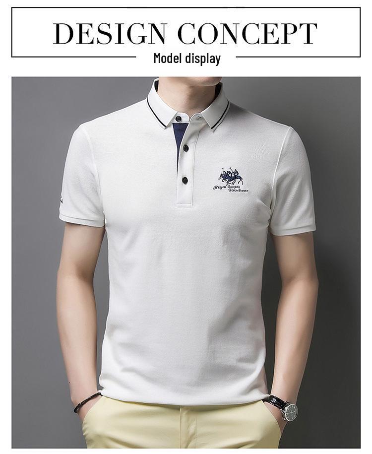 New Summer Solid Color Embroidered POLO T-Shirt for Men - Trendy Casual Short Sleeve